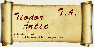 Tiodor Antić vizit kartica